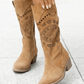 Women's Casual Hollow-out Zipper Flat Boots - Greatonushoes