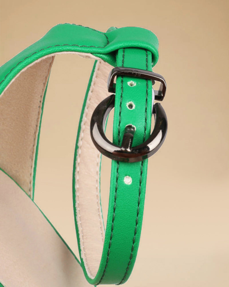 Adjustable Buckle Heeled Sandals - Greatonushoes