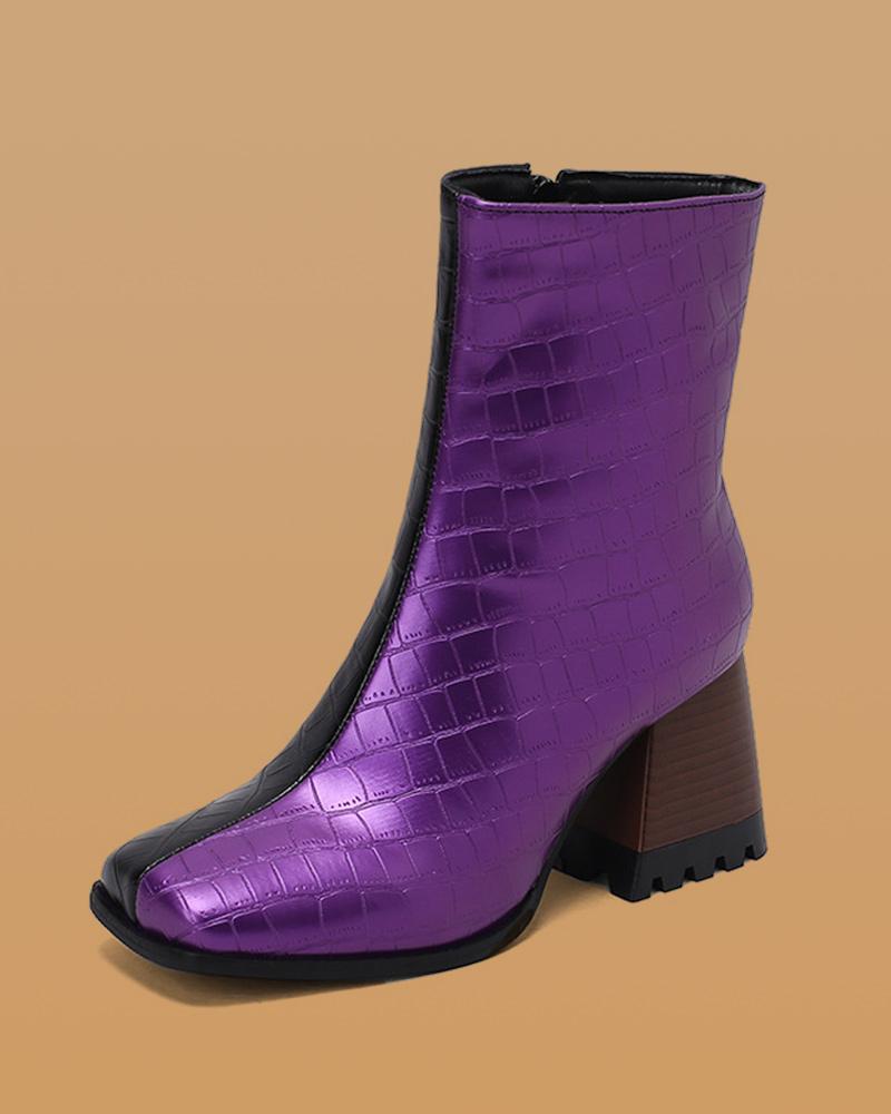 Color-Blocking Ankle Boots - Greatonushoes