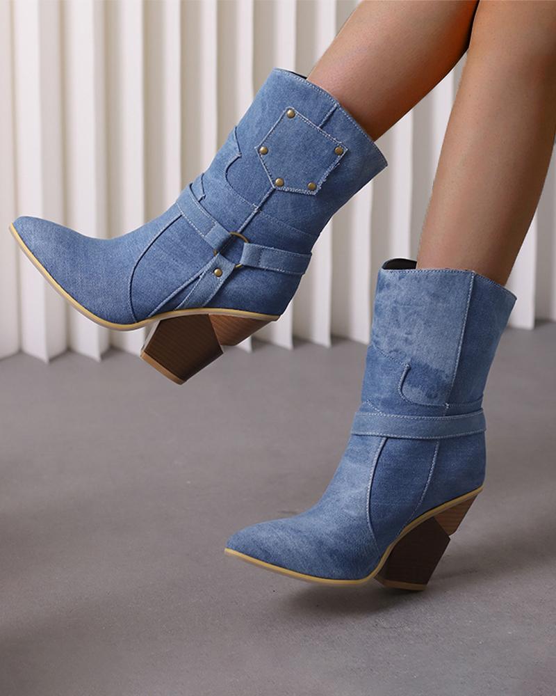 Animal Pattern Rivet Ankle Boots - Greatonushoes