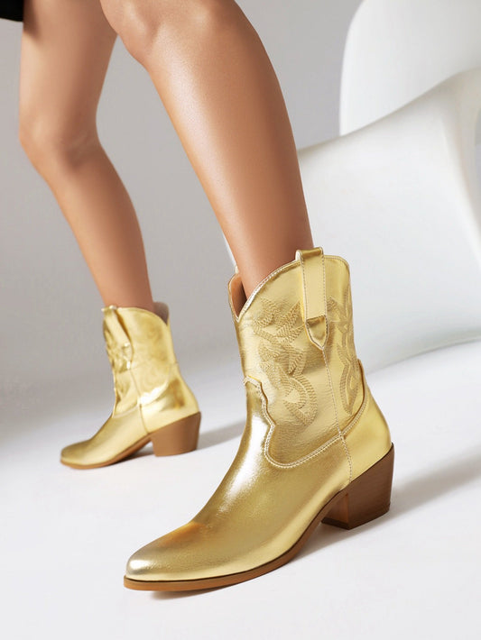 Metallic Color Ankle Boots - Greatonushoes