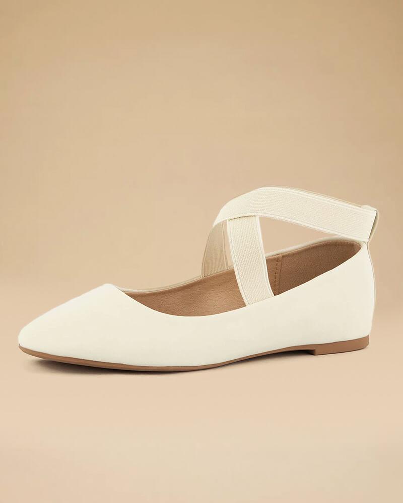 Women's Elegant Simple Round Toe Cross-strap Flats - Greatonushoes