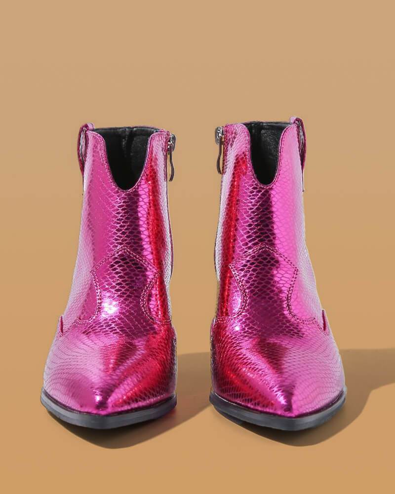 Metallic Ankle Boots - Greatonushoes