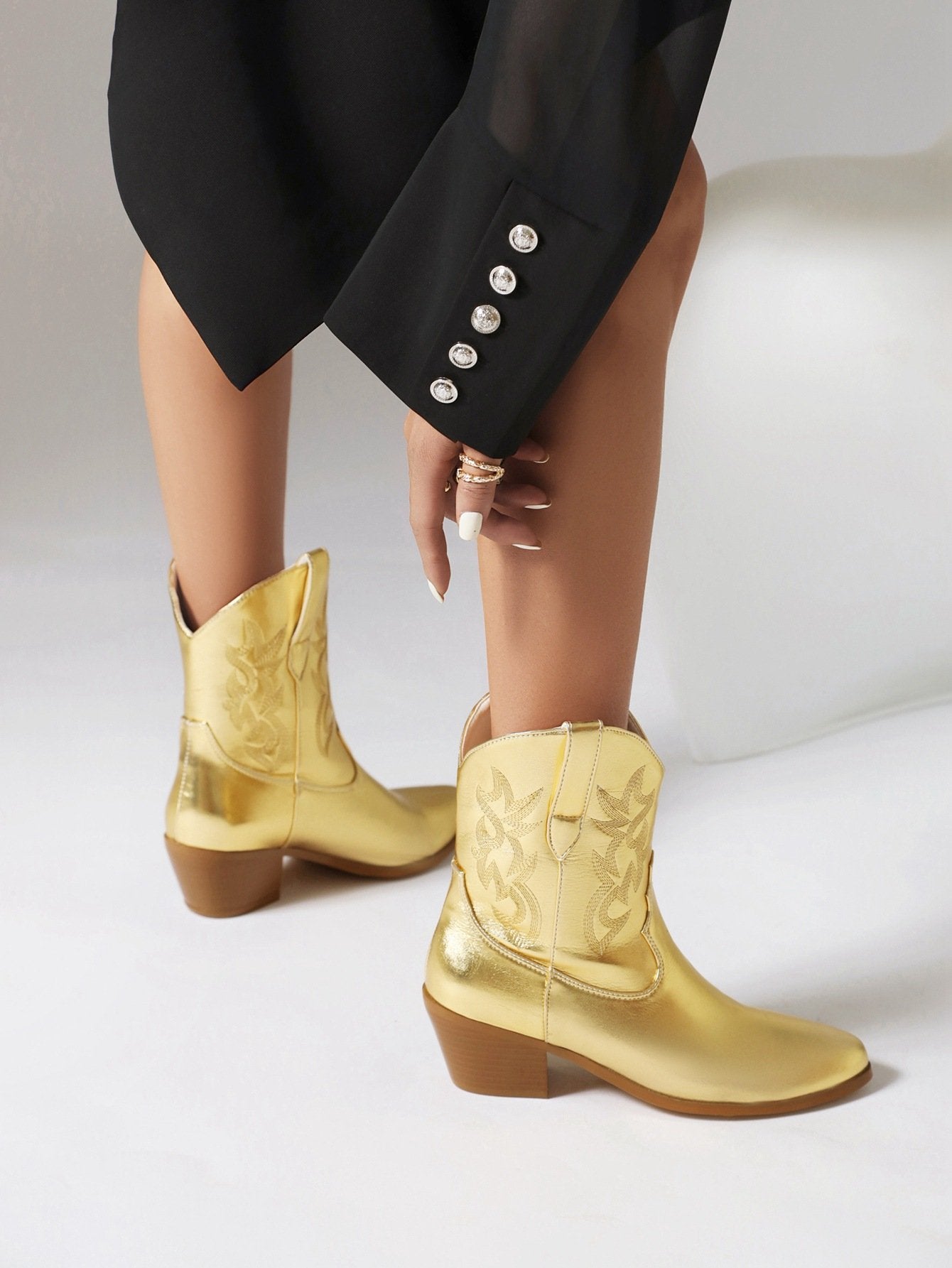Metallic Color Ankle Boots - Greatonushoes