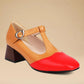 Women's Casual Color Block Square Toe Chunky Heels - Greatonushoes