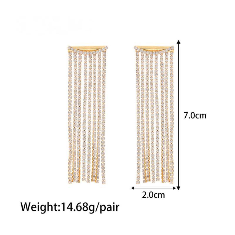Women's 18k Gold Plated Long Chain Tassel Earrings - Greatonushoes