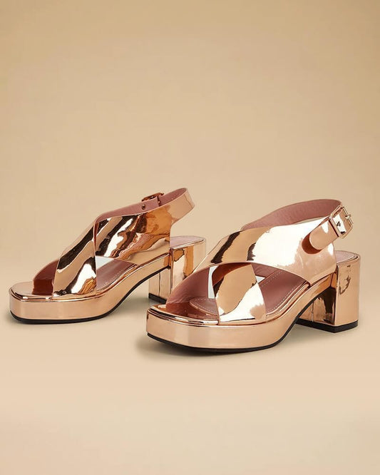 Women's Casual Daily Cross-strap Chunky Heel Sandals - Greatonushoes
