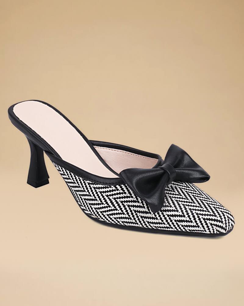 Women's Color Block Bow Stiletto High Heel Mules - Greatonushoes
