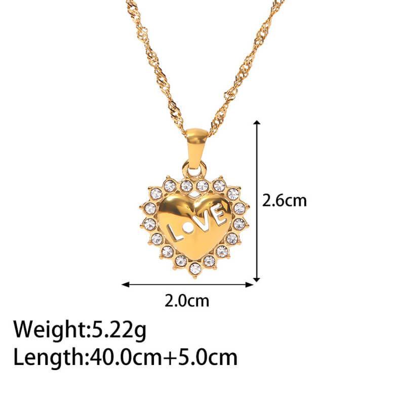 Women's Gold-plated LOVE Heart Pendant Necklace - Greatonushoes