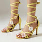 Women's Elegant Flower Lace-up Heels - Greatonushoes