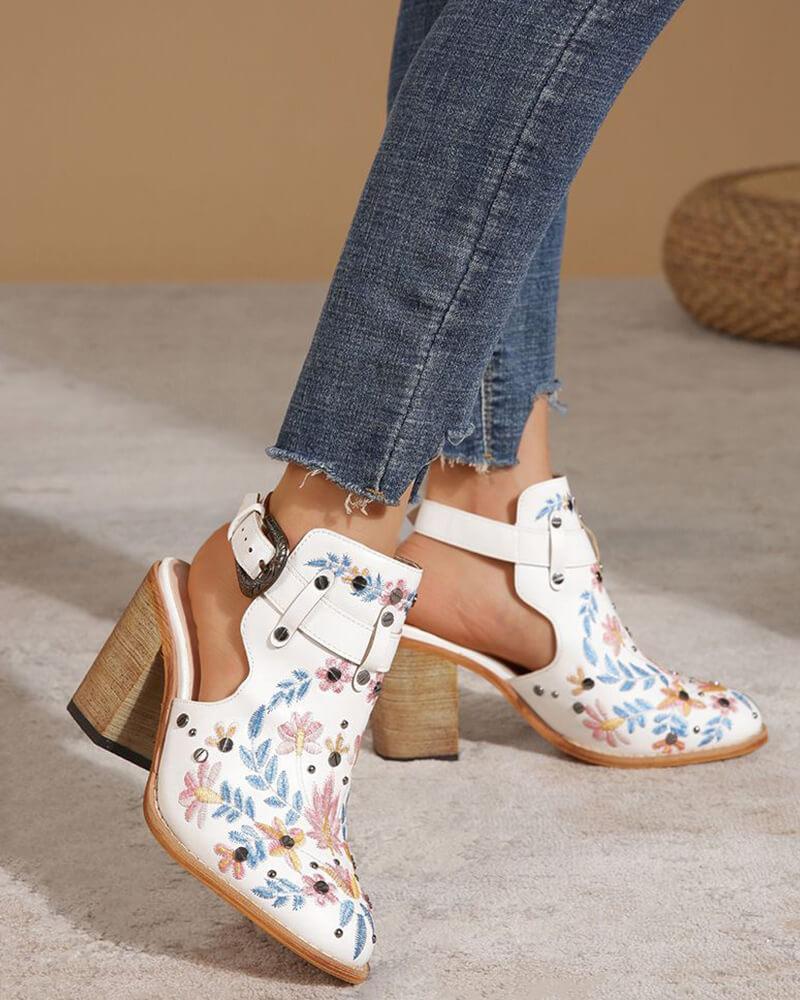 Embroidered Ankle Boots - Greatonushoes