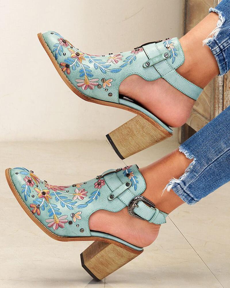 Embroidered Ankle Boots - Greatonushoes