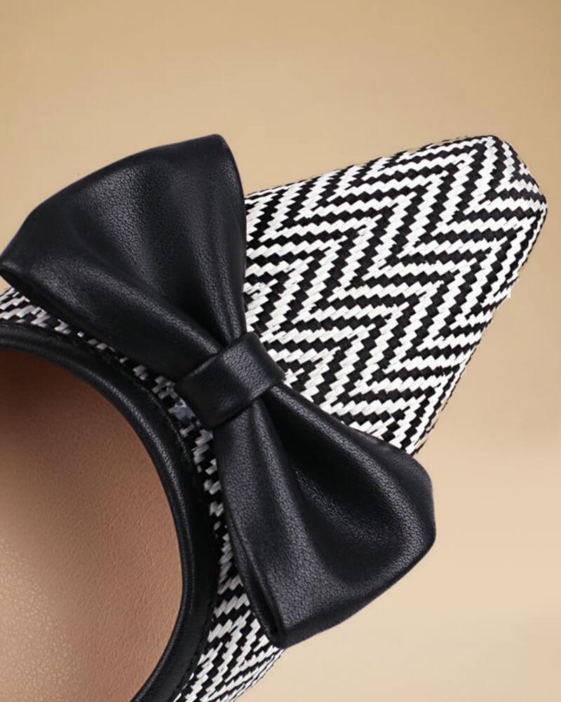 Women's Color Block Bow Stiletto High Heel Mules - Greatonushoes