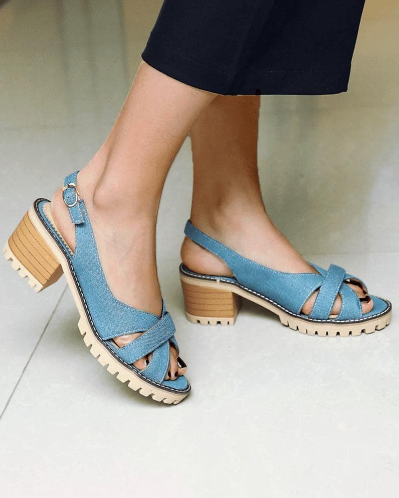 Women's Casual Daily Adjusting Buckle Chunky Heel Sandals - Greatonushoes