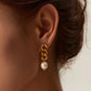 Women's Cuban Chain Freshwater Pearl Earrings - Greatonushoes