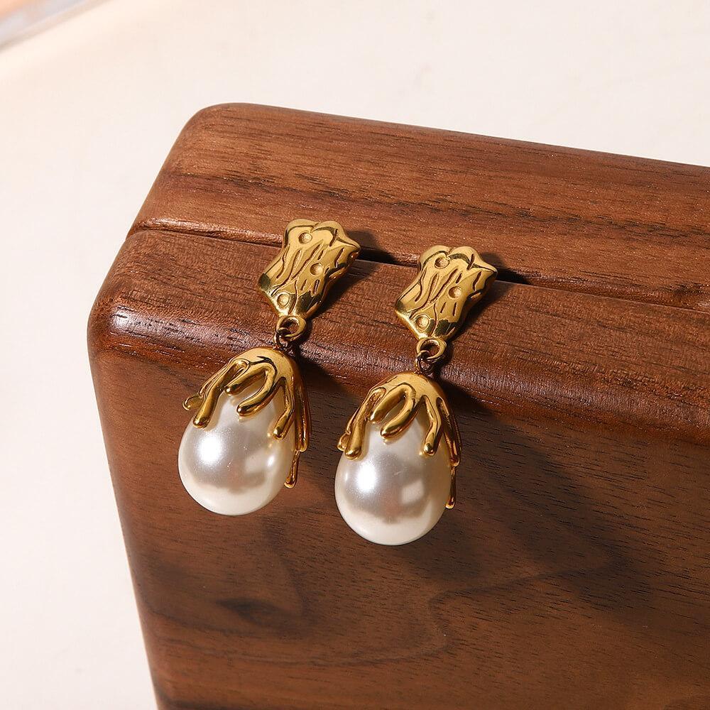 Women's Baroque Pearl Pendant Necklace Earrings - Greatonushoes