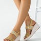 Women's Braided Twine Adjusting Buckle Wedge Heel Sandals - Greatonushoes