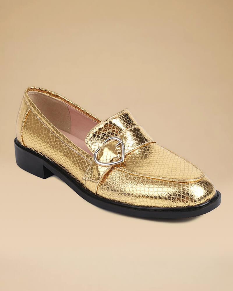 Women's Fashion Casual Snake-print British Buckle Loafers - Greatonushoes