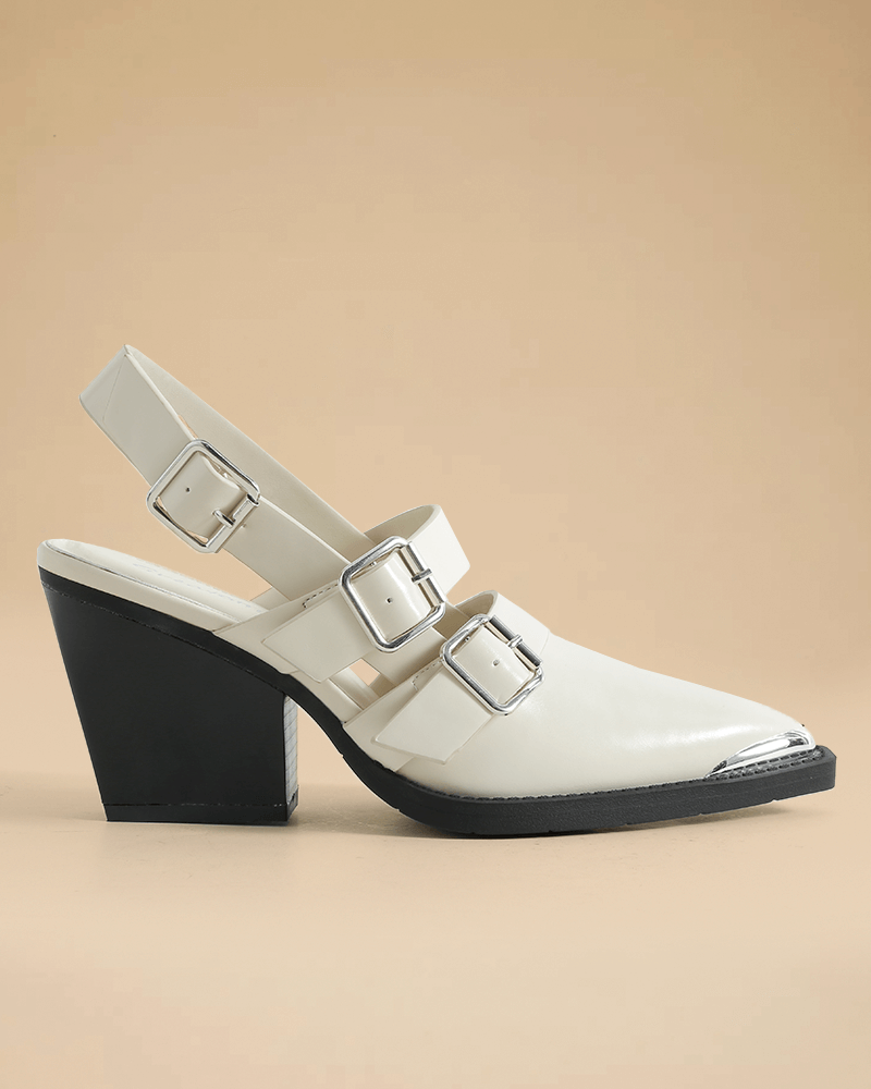 Women's Fashion Pointed Toe Adjsting Buckle Heels - Greatonushoes