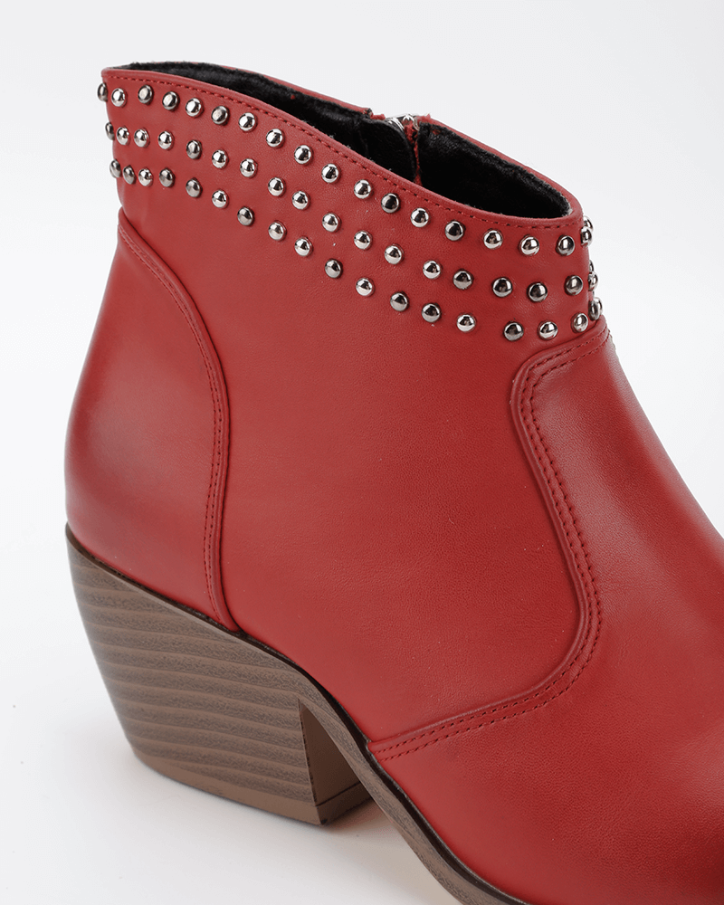 Women's Fashion Rivet Zipper Pointed Toe Ankle Boots - Greatonushoes