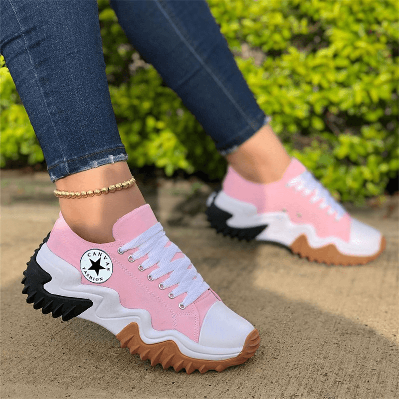 Women's Fashion Daily Lace-up  Canvas Sneakers - Greatonushoes