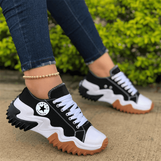 Women's Fashion Daily Lace-up  Canvas Sneakers - Greatonushoes