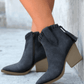 Women's Casual Retro Tassel Zipper Chunky Heel Ankle Boots - Greatonushoes