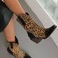 Women's Fashion Leopard Print Chunky Heel Boots - Greatonushoes