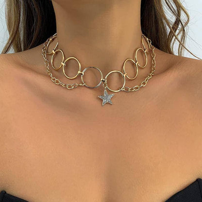 Women's Annulus Chain Star Pendant Necklaces - Greatonushoes