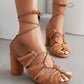 Women's Fashion Web celebrity style Adjusting Buckle Chunky Heek Sandals - Greatonushoes