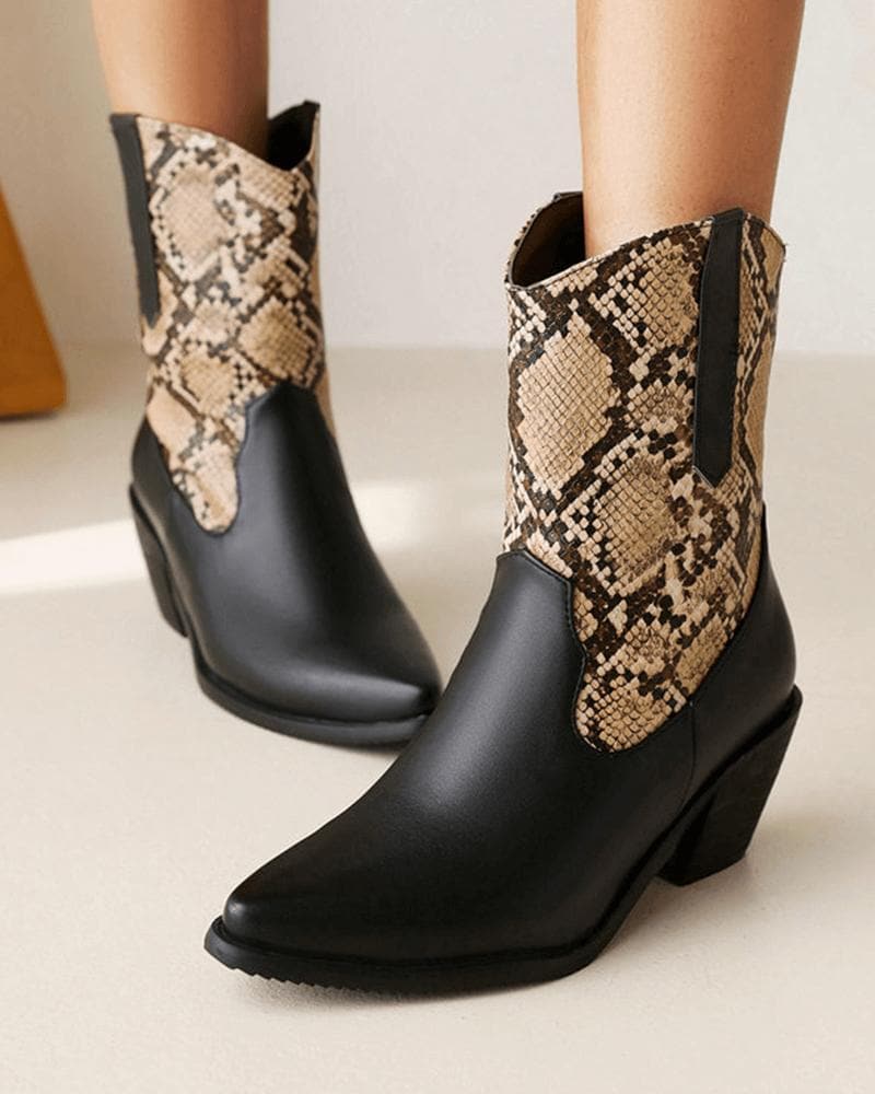 Women's Fashion Animal Print Pointed Toe Boots - Greatonushoes