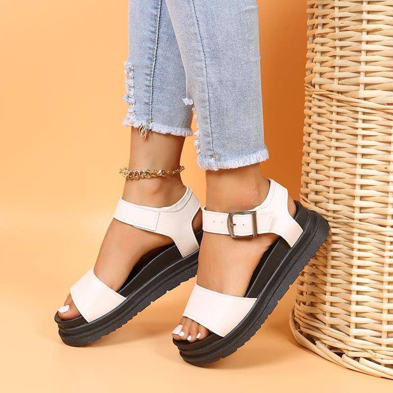 Women's Casual Daily Adjusting Buckle Platform Sandals - Greatonushoes