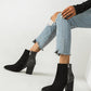 Women's Fashion Outdoor Color-Blocking Zipper Chunky Heel Ankle Boots - Greatonushoes