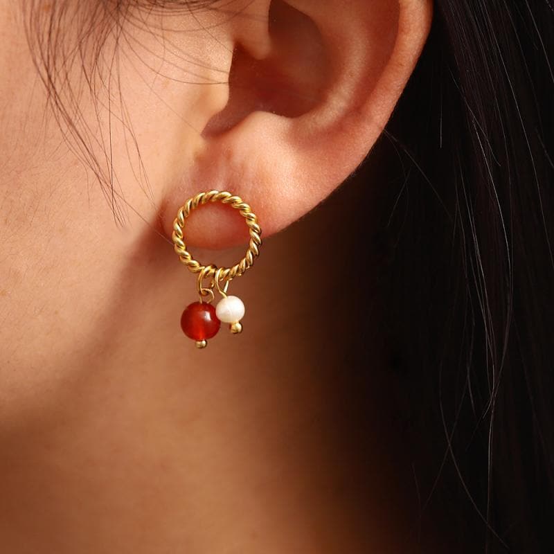 Women's Onyx Freshwater Pearl Earrings - Greatonushoes