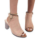 Women's Elegant Casual Daily Rivet Peep Toe Adjusting Buckle Chunky Heel Sandals - Greatonushoes