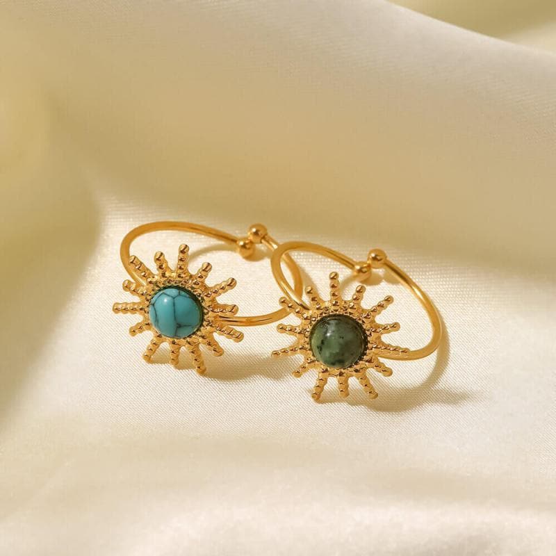 Women's Sun Shaped Turquoise/Turquoise Open Ring - Greatonushoes