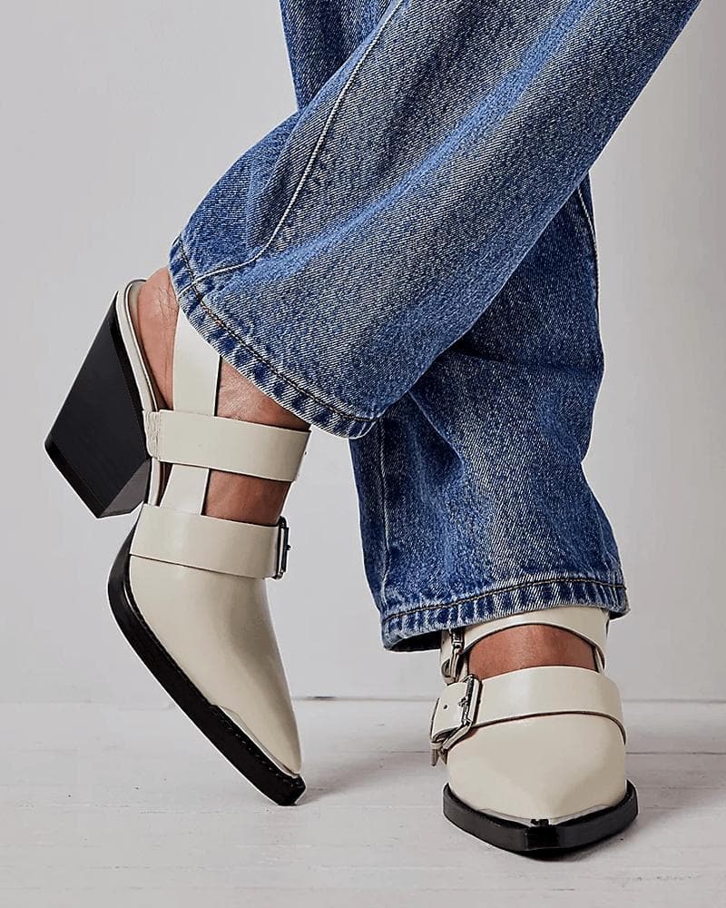 Women's Fashion Pointed Toe Adjsting Buckle Heels - Greatonushoes