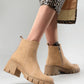 Women's Fashion Daily Solid Color Round Toe Chunky Heel Ankle Boots - Greatonushoes