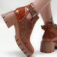 Women's Fashion Outdoor  Color-Blocking  Buckle Chunky Heel Ankle Boots - Greatonushoes