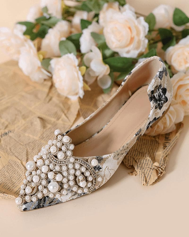Women's Elegant Daily Pearl Flat Shoes - Greatonushoes