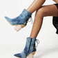 Women's Fashion Color-Blocking Zipper Chunky Heel Boots - Greatonushoes