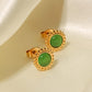 Women's Green Opal Stud Earrings - Greatonushoes