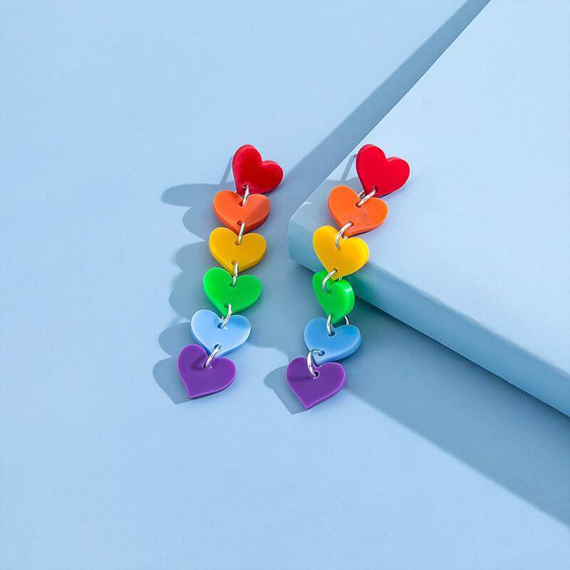 Women's Colorful Heart Earrings - Greatonushoes