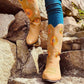 Women's Embroidery Chunky Heel Round Toe Cowgirl Boots - Greatonushoes