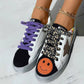 Women's Fashion Daily Graphic Star Striped Print Lace-up Sneakers - Greatonushoes