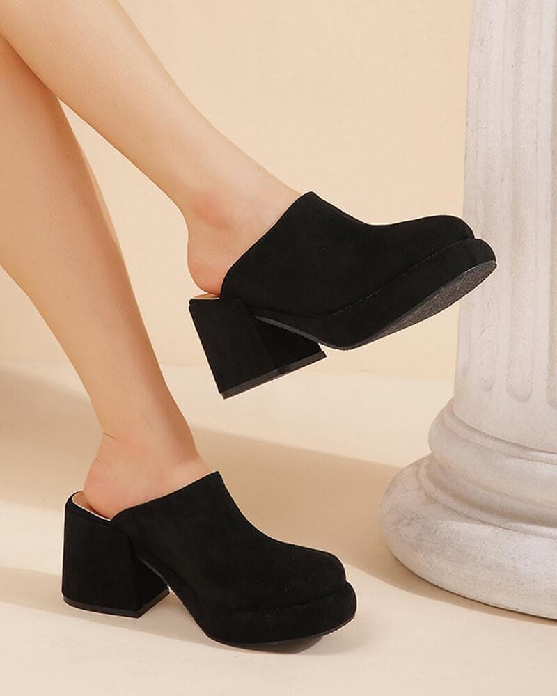 Women's Casual Daily Artificial Suede Slip On Chunky Heel Sandals - Greatonushoes
