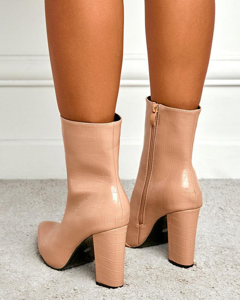 Women's Fashion Pointed Toe Zipper Boots - Greatonushoes
