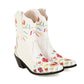 Women's Fashion Floral Embroidery Chunky Heel Cowboy Boots - Greatonushoes