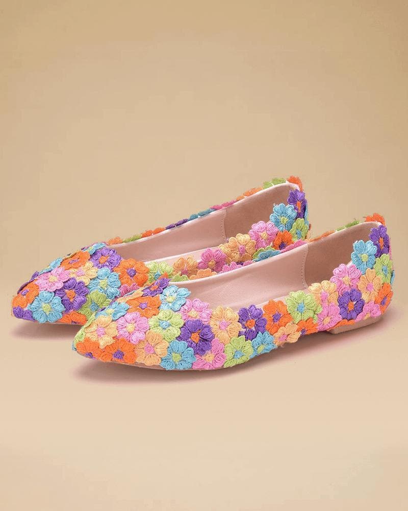 Women's Elegant Fashion Lace Flower Flats - Greatonushoes