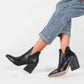 Women's Fashion Outdoor Color-Blocking Pointed Toe Chunky Heel Ankle Boots - Greatonushoes